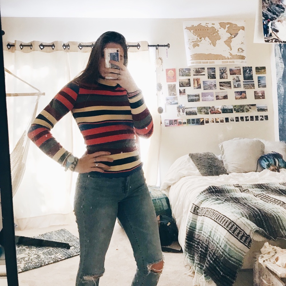 Forever 21 Striped Turtle Neck